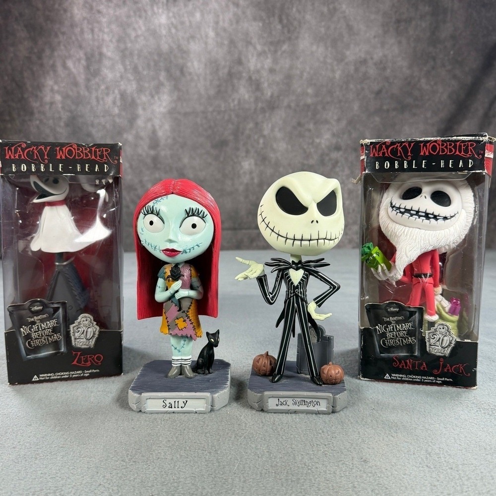 Funko Wacky Wobbler Nightmare Before Christmas 20th Anniv Jack Sally Zero Santa